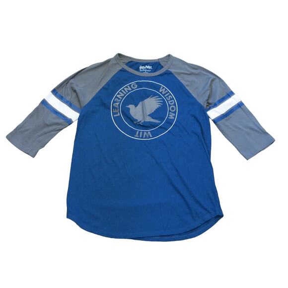 HARRY POTTER RAVENCLAW T Shirt Size M Women 3/4 Sleeve Blue Hogwarts Sorcery - Picture 1 of 8